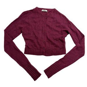 Guizio Mohair Ribbed Cardigan in Berry